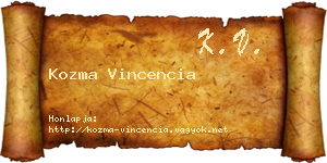 Kozma Vincencia névjegykártya